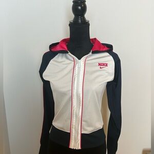 Nike White and navy blue Hoodie with bright pink  Accents